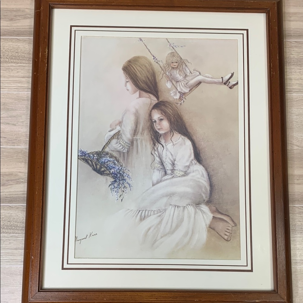 Margaret Kane “Three Sisters” “Lost in Daydreams” Print in brown frame.